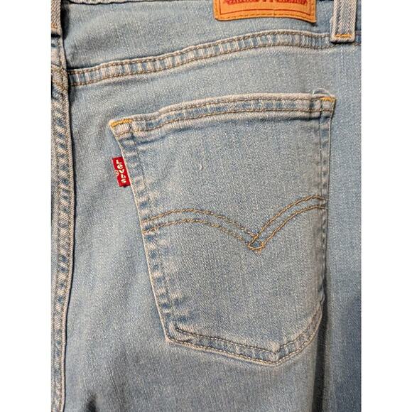 Levi's 726 Wide Leg Flare Denim Jeans Womens 32 Light Wash High Rise Distressed - Picture 5 of 11